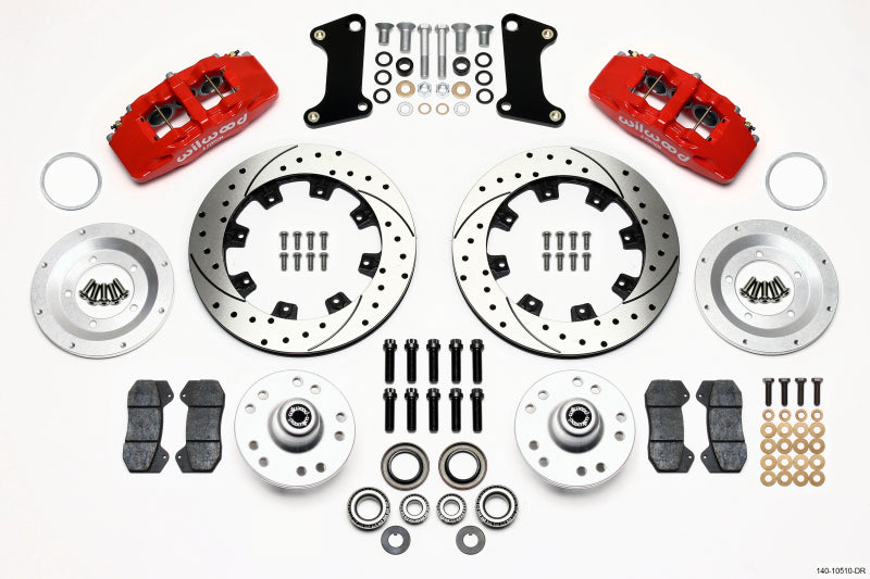 Wilwood Dynapro 6 Front Hub Kit 12.19in Drilled Red 67-69 Camaro (*Line Kit Needed*)